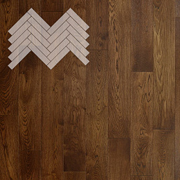 Фото - Паркет Елка Английская Lab Arte Angle Дуб Рустик Табак лак 500х110х15 мм