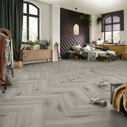 Фото - Ламинат Kronotex Herringbone Дуб Серебряный