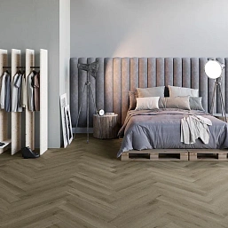 Фото - LVT плитка Invictus замковая Maximus Herringbone River Oak Beaver