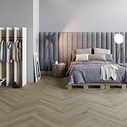 Фото - LVT плитка Invictus замковая Maximus Herringbone River Oak Silt