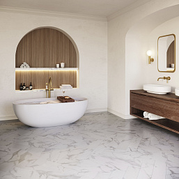 Фото - LVT плитка Invictus замковая Maximus Herringbone Pure Marble Snowflake